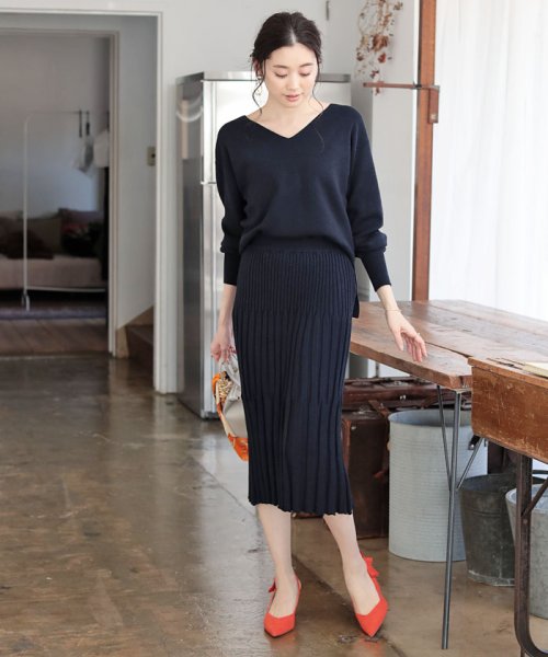 セール プリーツニットスカートセットアップ ナノ ユニバース Nano Universe D Fashion