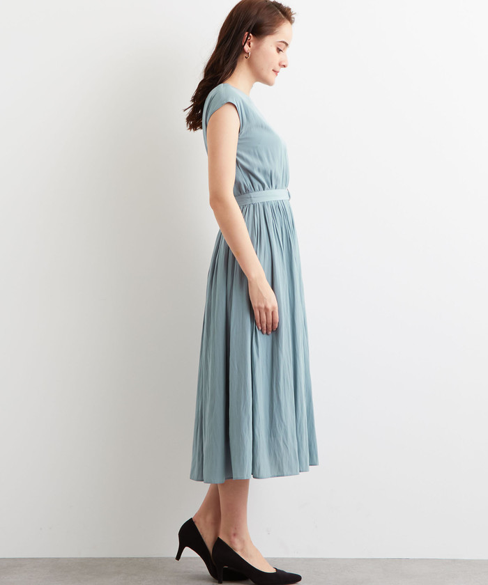 新品タグ付【green label relaxing】フレンチスリーブワンピース UNITED ARROWS green label relaxing カッセン ウエストタック