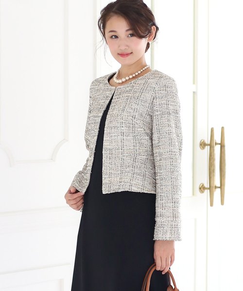 セール 入学式 卒園式 結婚式 お呼ばれ ラメカットツイードノーカラージャケット ブージュルード Bou Jeloud D Fashion