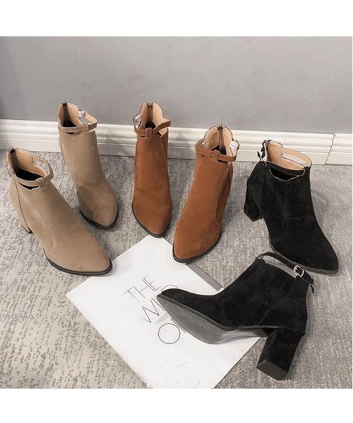ブーツ ショートブーツ レディース 靴 スエード調 ヒール 美脚 結婚式 ミニミニストア Miniministore D Fashion