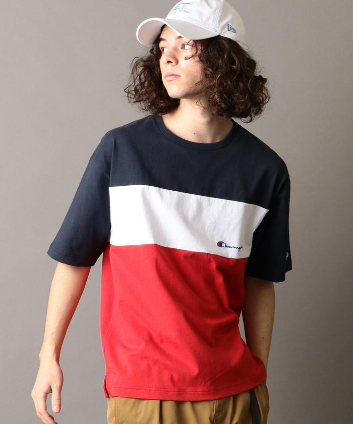 SHIPS JET (SHIPS JET BLUE) シップス カラーブロック ジェットブルー BLUE×Champion: / ヘビーウエイト・リラックス 別注