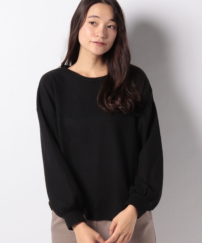カットソー レディース 長袖 タフタ素材 バルーン 切り替え クロップド丈 RASW バルーン切り替えカットソー（Tシャツ/カットソー）｜RASW（ラス
