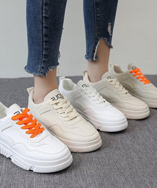 セール 厚底 スニーカー レディース レースアップ ダットスニーカー 替え紐付き シューズ ミニミニストア Miniministore D Fashion