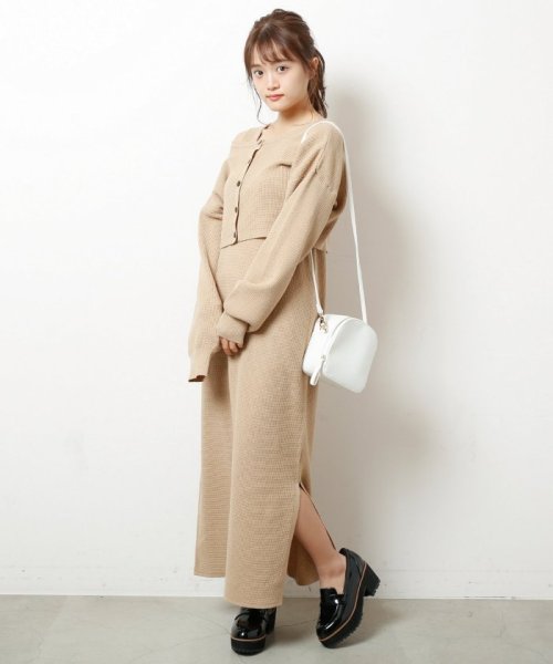 セール ワッフルノースリワンピース ショートカーディガンアンサンブル 501681274 レイカズン Ray Cassin D Fashion