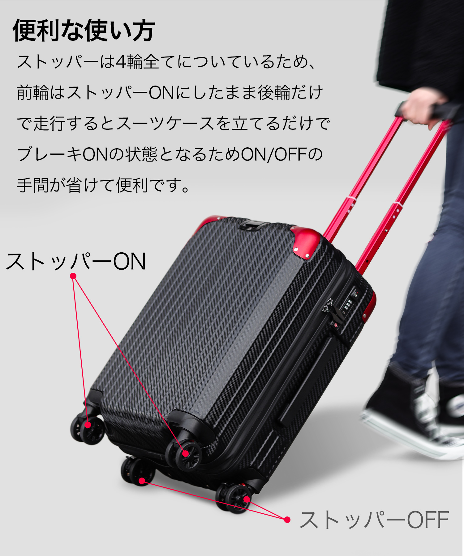 PROEVO スーツケース 小型 Sサイズ 超静音 ストッパー付き ショック