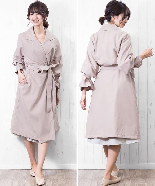 レディース アウター トレンチコート スプリングコート キャンディスリーブ コート ロング ミリアンデニ Mili An Deni D Fashion