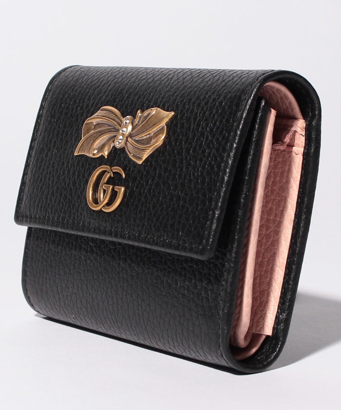 セール】【GUCCI】3つ折り財布 / PETIT BOW 【ANTRACITE】(501602903