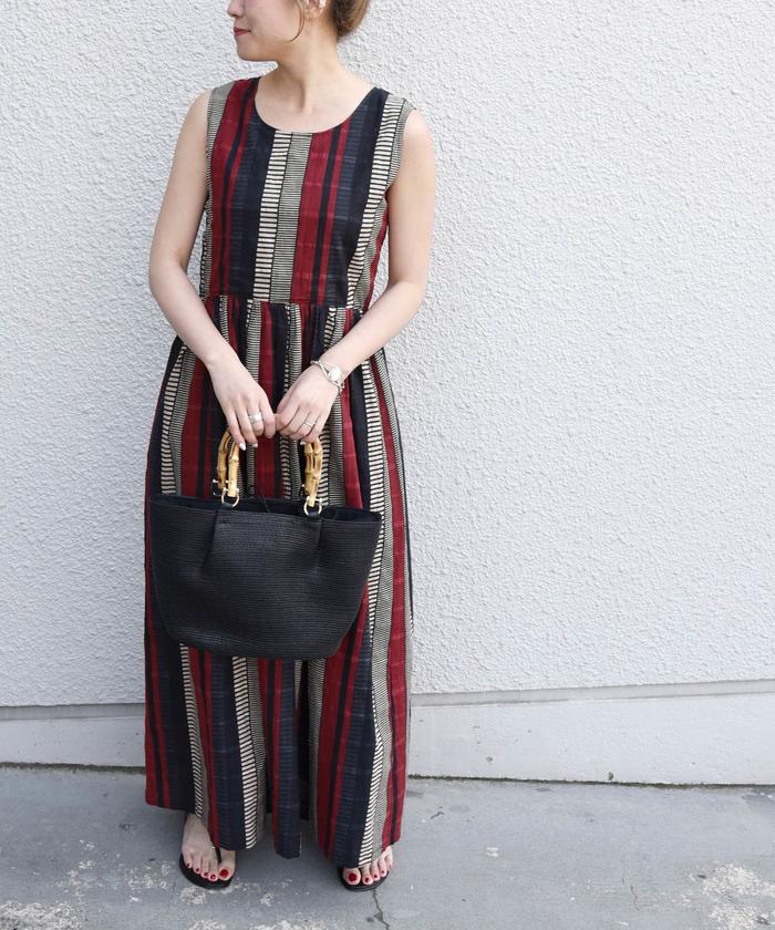 Khaju カージュ　SHIPS シップス　ワンピース　ロングワンピース Khajuカージュ ペイズリーストライプロングワンピース ships