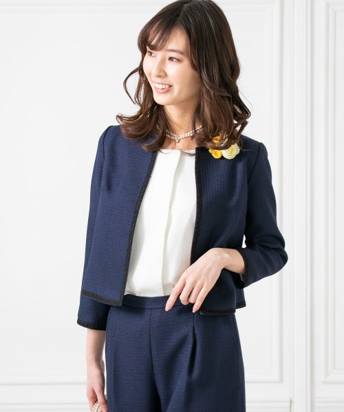 ノーカラーツイードジャケット ワイドパンツ セットアップスーツ 501598670 フォルムフォルマ Form Forma D Fashion