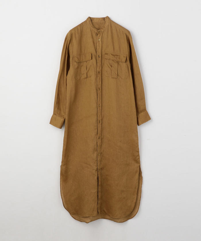 【美品】マカフィー　MACPHEE リネンシャツワンピース　バンドカラー 極美品◇マカフィー MACPHEE リネンシャツワンピース バンド