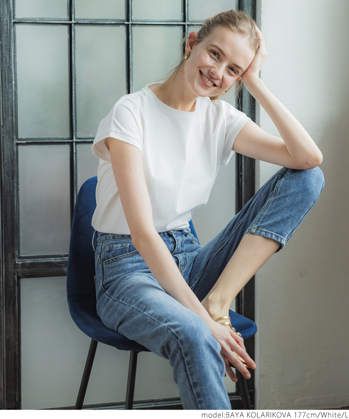 cloth＆cross コーヒーTシャツ　Ｖネック　フレンチスリーブ　白 綿100％ VネックフレンチスリーブTシャツ 通販【ニッセン】