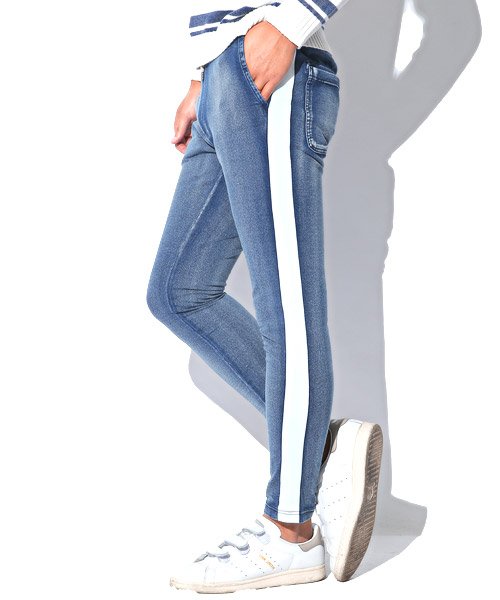 デニム スウェット パンツ メンズ サイドライン ライン ラインパンツ カットデニム スウェットデニム Bitter ビター系 カットデニムサイドラインパンツ ラグスタイル Luxstyle D Fashion