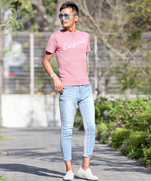 サマーニット メンズ ニット 半袖 California カリフォルニア サーフ Surf 夏 Bitter ビター系 Californiaクルーネック半袖サマ ラグスタイル Luxstyle D Fashion サマーニット メンズ ニット 半袖 California カリフォルニア サーフ Surf 夏 Bitter ビター系 Californiaクルーネック半袖サマ ラグスタイル Luxstyle D Fashion