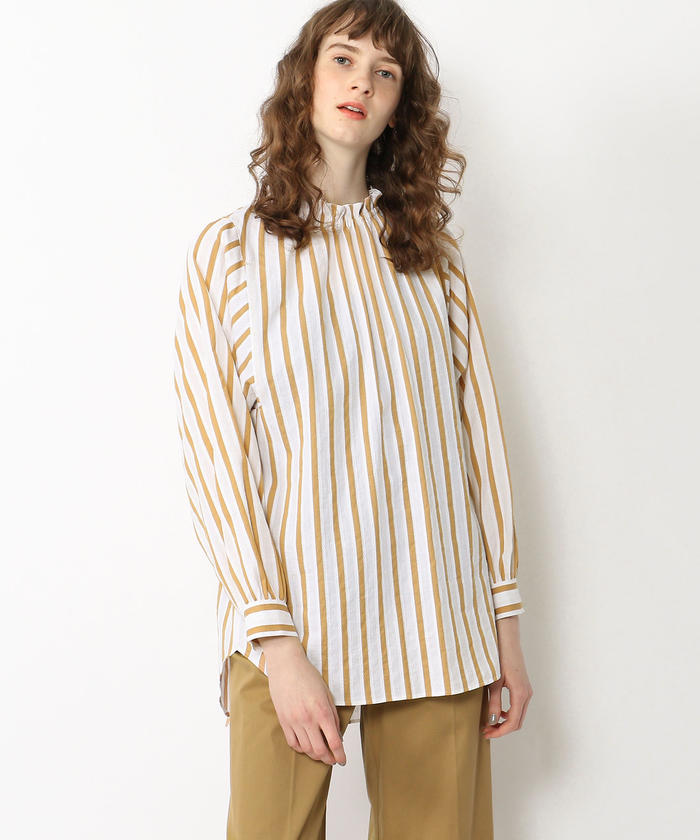 セール 30%OFF】コットンリネン ギャザーチュニックブラウス