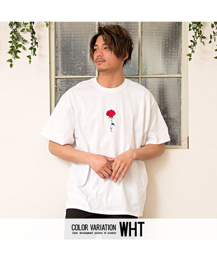 christian dada 刺繍　薔薇　tシャツ tee logo 50 フラワープリント刺繍TEE｜MEN｜251HST90-416E｜AZUL BY MOUSSY