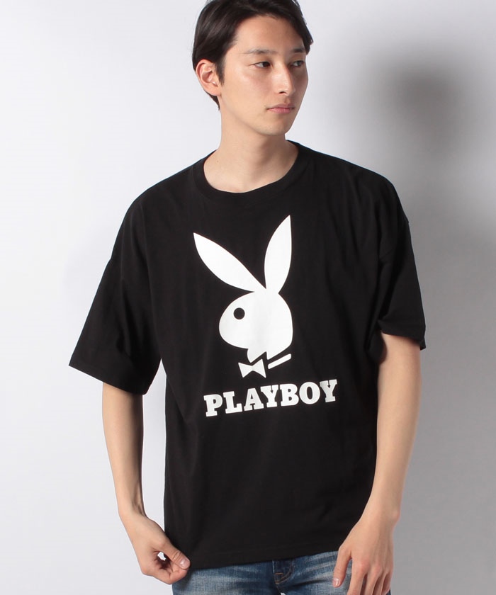 PLAYBOY プレイボーイ Tシャツトップス 黒 ブラック 白 ホワイト セール】PLAYBOY長袖Tシャツ（Tシャツ/カットソー）｜PLAYBOY