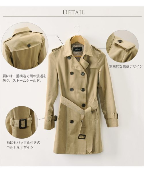 Filomo トレンチコート レディース スプリングコート 春 弱撥水 フィローモ Filomo D Fashion