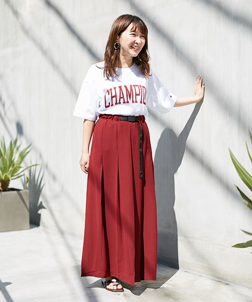 セール】【MIHO NOJIRI × nano・universe】Gramicci/別注ジョーゼットタックロングスカート(501892541) ナノ・ユニバース(nano・universe) d fashion ◇ nanoco nano universe 3点セット アンサンブル スカート サイズ36 ピンクベージュ ネイビー レディース