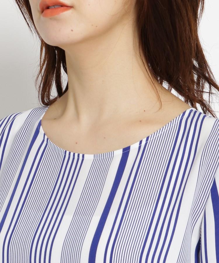INDIVI - 【新品・完売品】インディヴィ マシンウォッシュ ストライプ 春ブラウス INDIVI｜春SALE!【洗える】ストライプドビー ボウタイブラウス