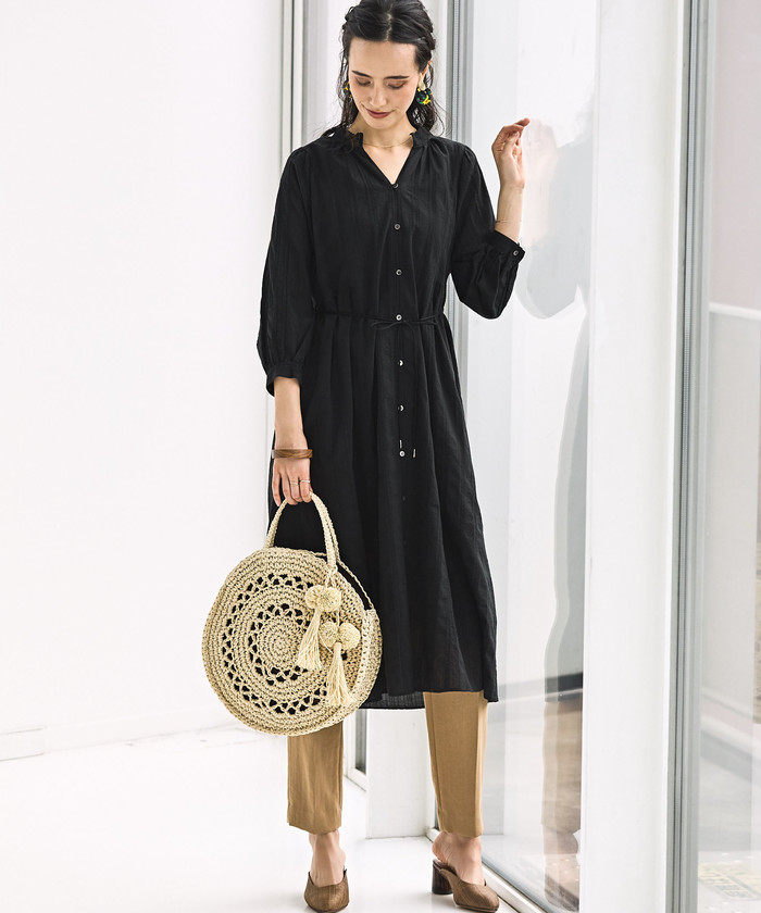 セール 50%OFF】CFC コットン ドビー ギャザー ワンピース セール 50%OFF】CFC コットン ドビー ギャザー ワンピース