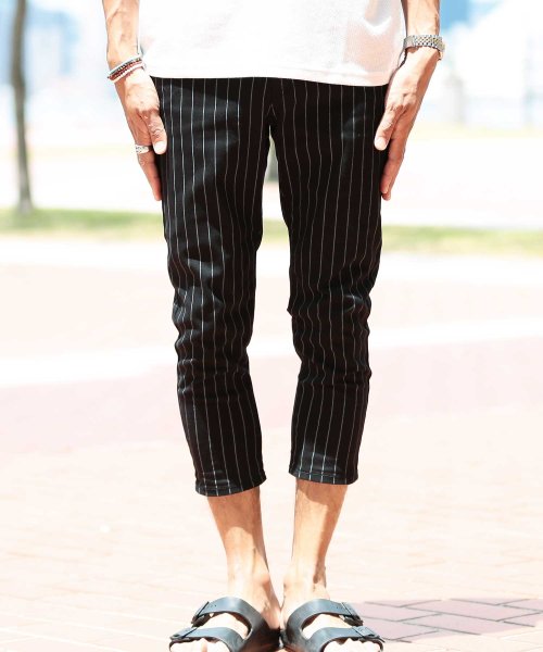 チェック ストライプクロップドパンツ クロップドパンツ メンズ 7分丈 クロップド パンツ アンクルパンツ ボトムス ジギーズショップ Jiggys Shop D Fashion