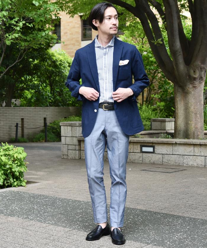 Ring Jacket リネン混 ドレスシャツ　デニム風 ウエスタンシャツ L Ring Jacket リネン混 ドレスシャツ デニム風 ウエスタンシャツ