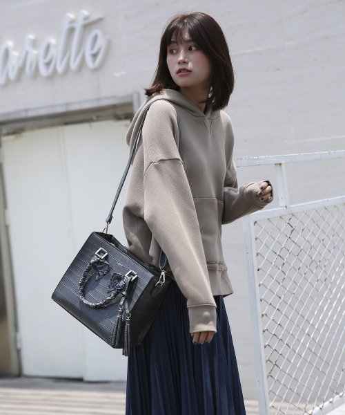 スカーフ付クロコ風型押しアオリスクエアバッグ アングリッド バッグ Ungrid Bag D Fashion スカーフ付クロコ風型押しアオリスクエアバッグ アングリッド バッグ Ungrid Bag D Fashion