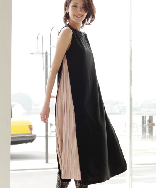 クーポン サイドスリットプリーツノースリーブロングワンピース フューティアランド Futier Land D Fashion