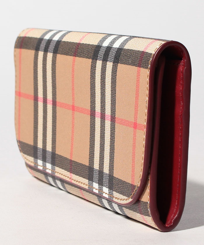 セール】【BURBERRY】チェック柄2つ折り長財布【CRIMSON セール】【BURBERRY】チェック柄2つ折り長財布【CRIMSON