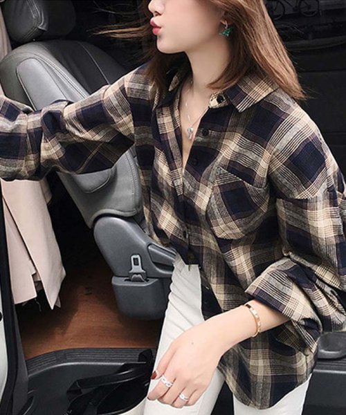 セール タータンチェック シャツ 春 ゆったりシャツ レディース 長袖シャツ 大きいサイズ 即納 ミニミニストア Miniministore D Fashion