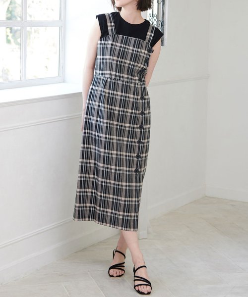 セール 綿麻チェックデザインワンピース ロペピクニック Rope Picnic D Fashion セール 綿麻チェックデザインワンピース ロペピクニック Rope Picnic D Fashion