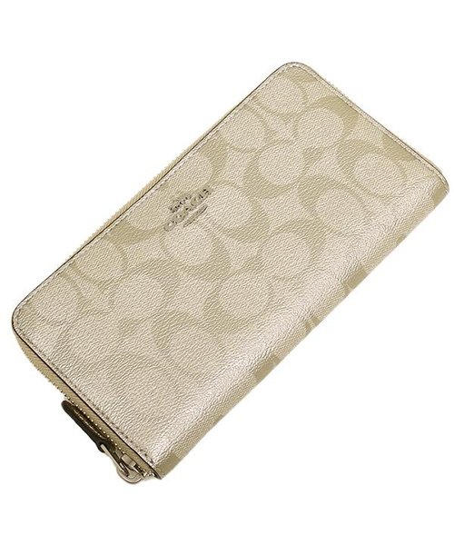 コーチ 財布 アウトレット Coach F Svpl アコーディオン ジップ ウォレット シグネチャー キャンバス レディース 長財布 プラチナム 白 コーチ Coach D Fashion