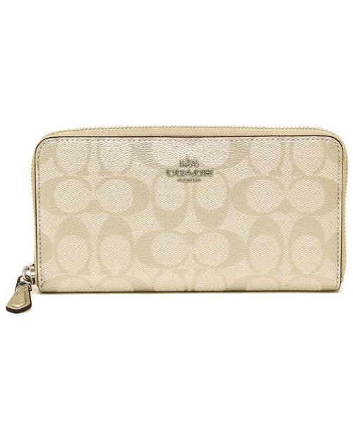 コーチ 財布 アウトレット Coach F Svpl アコーディオン ジップ ウォレット シグネチャー キャンバス レディース 長財布 プラチナム 白 コーチ Coach D Fashion