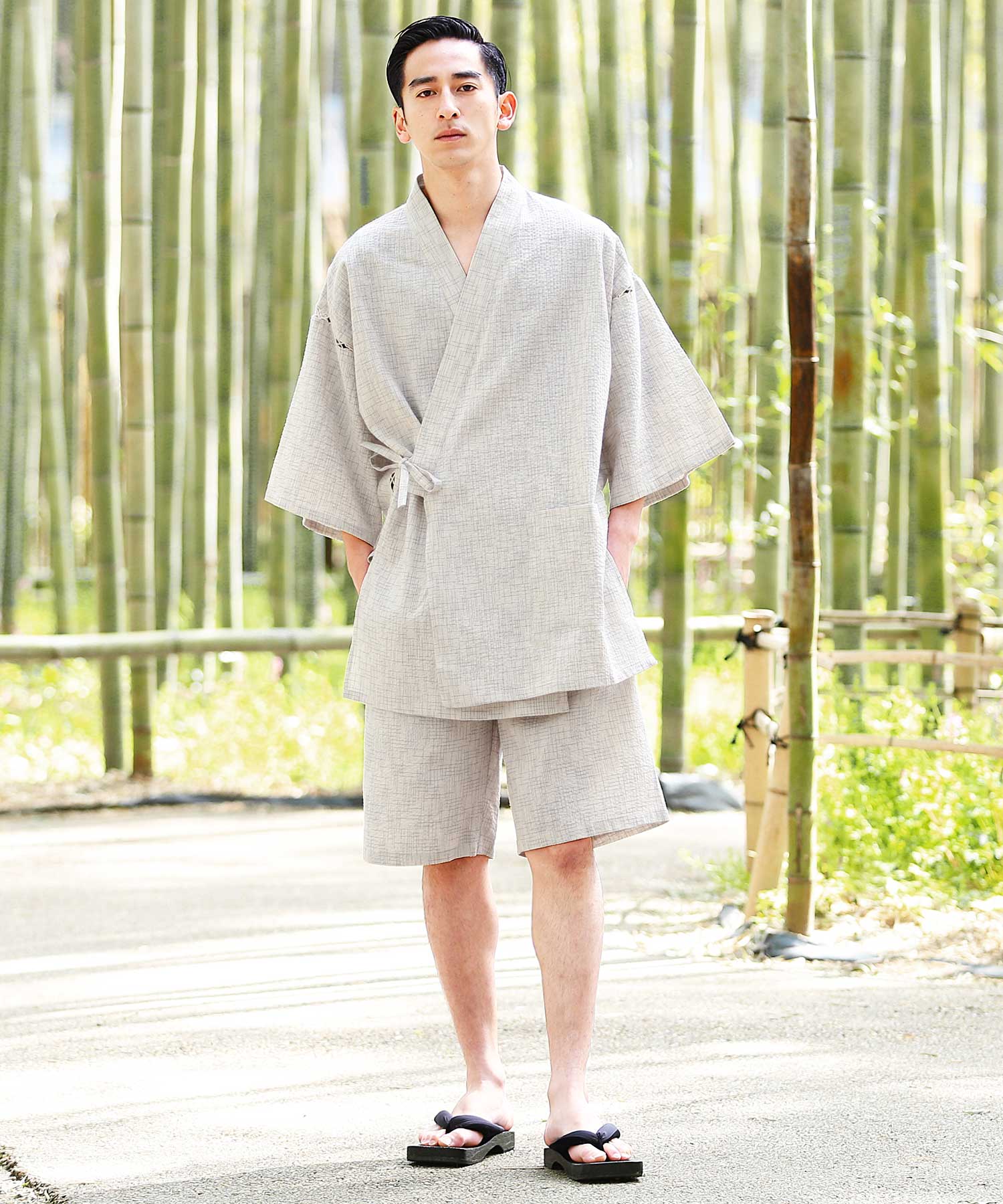 トップイズム TopIsm メンズ 甚平 セット じんべい しじら織り