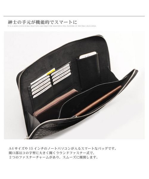 クロコダイル クラッチバッグ マット 加工 センター取り メンズ サンキョウショウカイ Sankyoshokai D Fashion