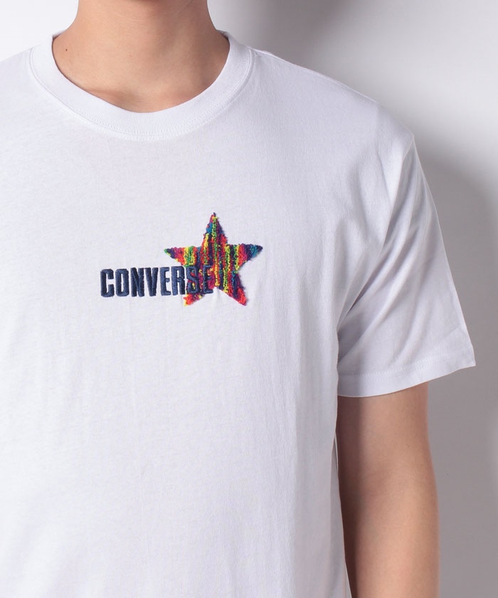 CONVERSE】コンバース ロゴ レインボーサガラ刺繍 半袖Tシャツ