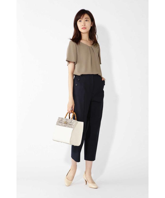 「NATURAL BEAUTY BASIC」 半袖ブラウス SMALL ベージュ系その他2 レディース ポインテッドゴールド半袖ブラウス(502323643) | ナチュラル