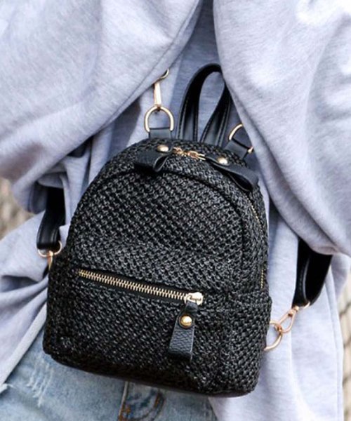 セール ストローバッグ リュック 小さめ レディース 軽量 バッグ 2way ショルダーバッグ ミニミニストア Miniministore D Fashion