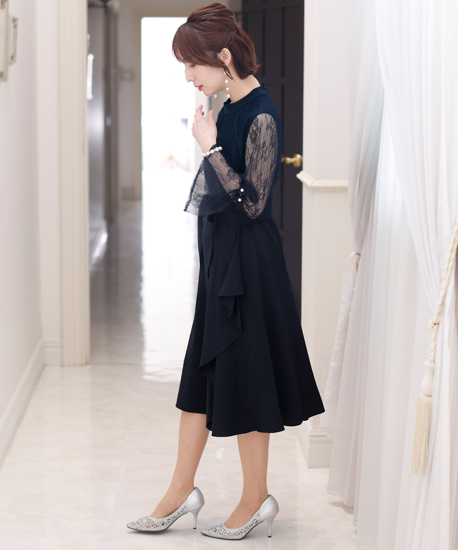 セール15%OFF】プールヴー PourVous ミモレ丈&袖ありフォーマル