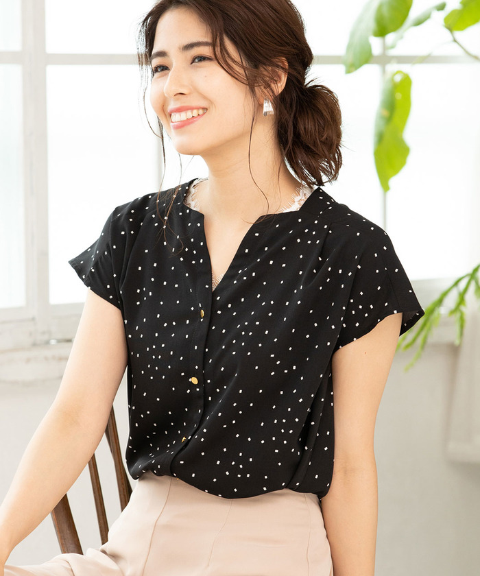 美品　Curensology ウールメタルボタンブラウス 美品 Curensology ウールメタルボタンブラウス