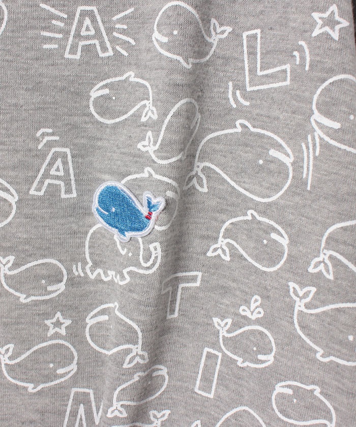 まる 大きいサイズ クジラ柄 切替 半袖Tシャツ(502387584) | 大きい