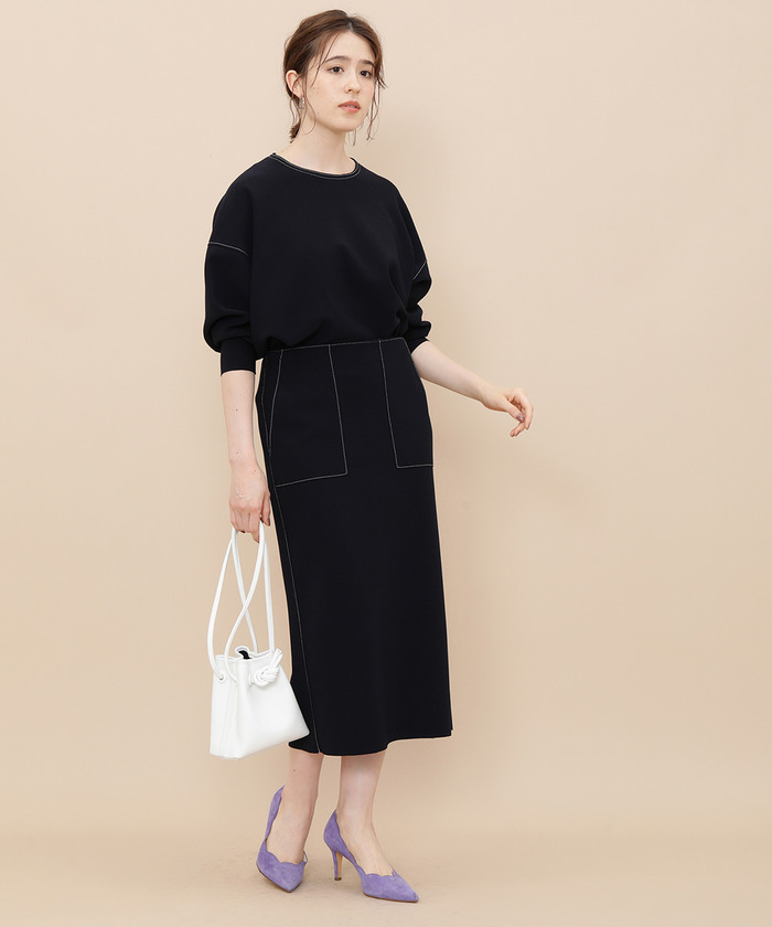 セール 40%OFF】ニットジョーゼットボンディングロングスカート