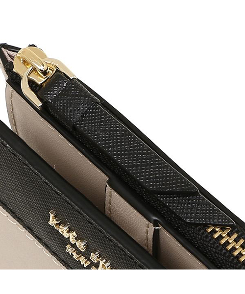 【KATE SPADE F】二つ折り財布 WLRU5430 ベージュ×ブラック KATE SPADE F】二つ折り財布 WLRU5430 ベージュ×ブラック