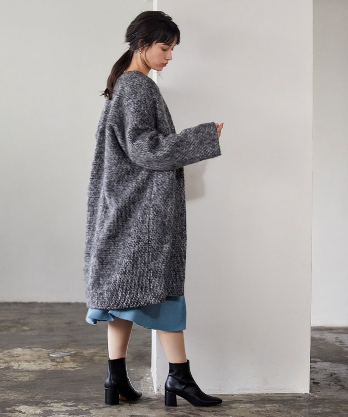 セール 70%OFF】【ドラマ着用】モヘヤシャギーノーカラーコート