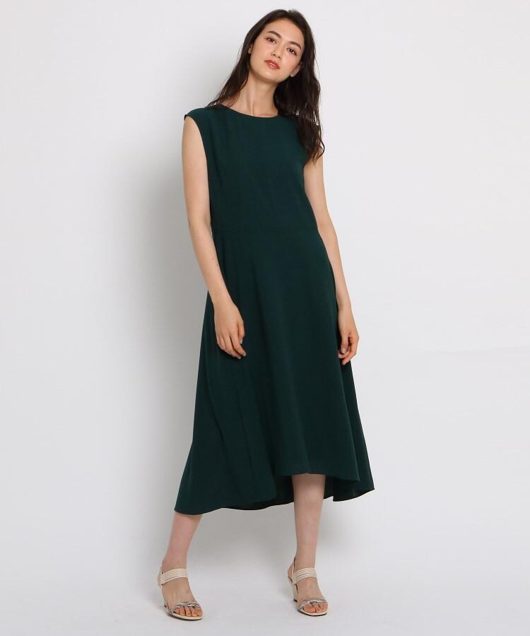 INDIVI ボイルカルゼイレヘムワンピース　ドレス　ロング　ブルー マシンウォッシュ】ボイルカルゼイレヘムワンピース(502444944