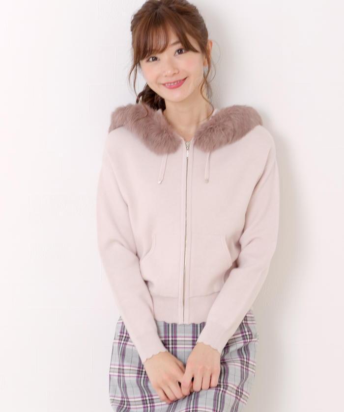 サマンサタバサ UNDER25 ファー付 蓄熱 ニット パーカー ウール混 セール】ミッシュマッシュ MISCH MASCH 【Ray12月号掲載/美人
