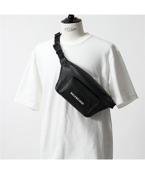 クーポン Dlq4n 1000 エブリデイ ロゴ ベルトバッグ レザー ボディバッグ Black ユニセックス メンズ バレンシアガ Balenciaga D Fashion