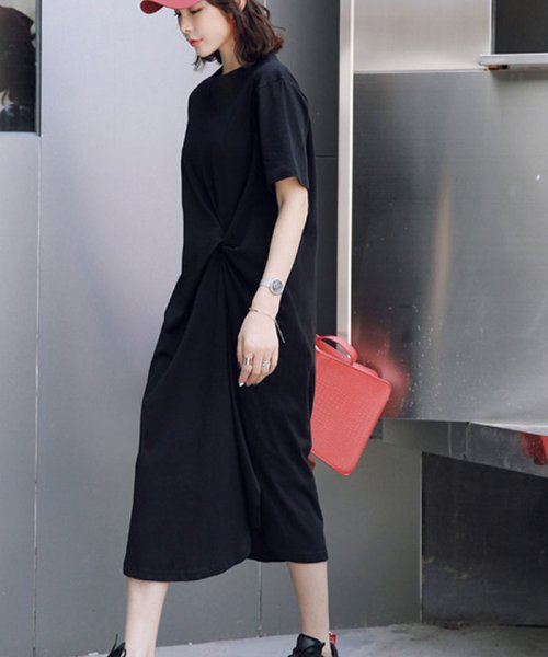 Tシャツワンピース 無地 レディース スリットワンピース 半袖 チュニックワンピ Big Tシャツ ミニミニストア Miniministore D Fashion
