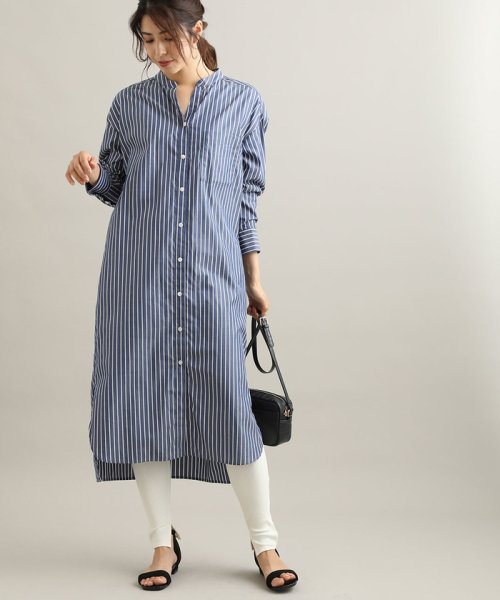 セール 鎌倉シャツ Vis バンドカラーロングワンピース ビス Vis D Fashion セール 鎌倉シャツ Vis バンドカラーロングワンピース ビス Vis D Fashion