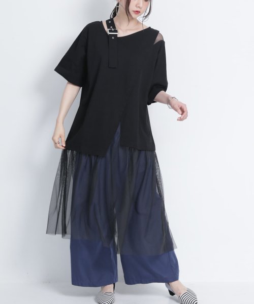 アシンメトリータックワイドパンツ オシャレウォーカー Osharewalker D Fashion アシンメトリータックワイドパンツ オシャレウォーカー Osharewalker D Fashion